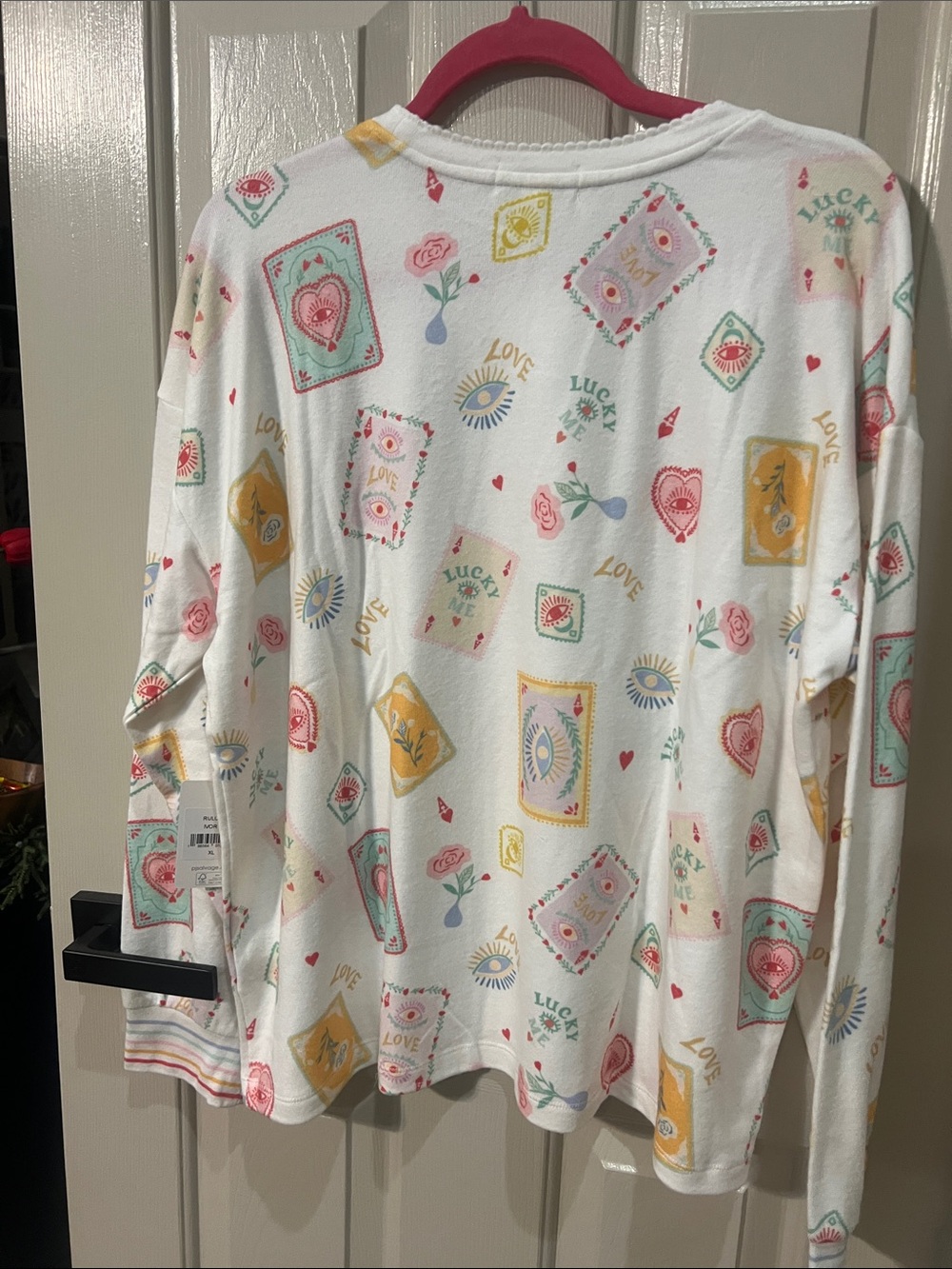 PJ Salvage White Pajama Set with Pink, Yellow & Mint Tarot Prints - Picture 6 of 10
